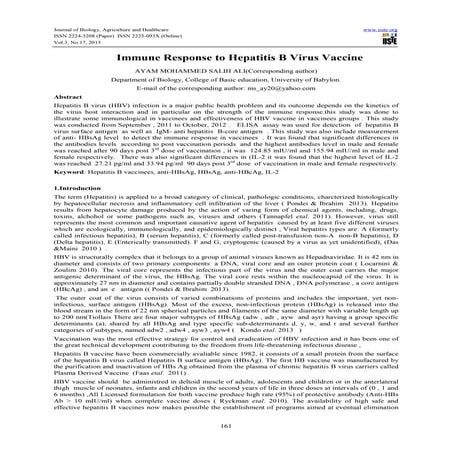 Immune response to hepatitis b virus vaccine | PDF
