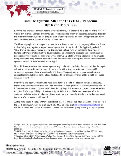 Immune Systems After the COVID-19 Pandemic