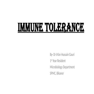 IMMUNE TOLERANCE. Autoimmunity tolerance
