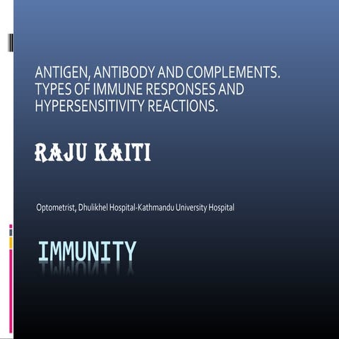 Immuniy, Antigen and Antibody, Hypersensitivity reactions and ocular corelati...
