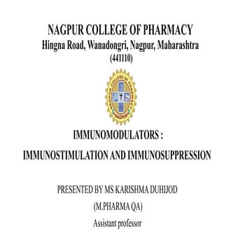 IMMUNOMODULATORS: IMMUNOSTIMULATION AND IMMUNOSUPPRESSION .pptx