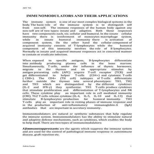 Immunomodulators and their application as adjuvant