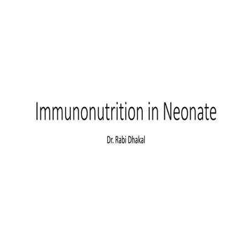 Immunonutrition in neonate