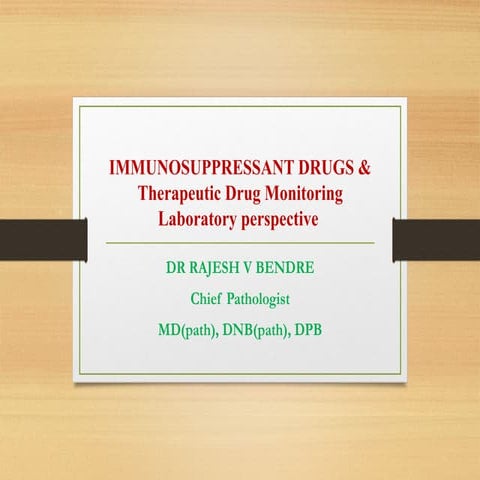 Immunosuppressant drugs tdm laboratory perspective