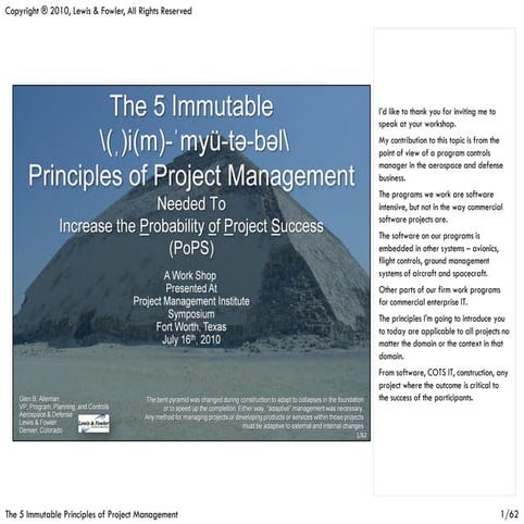 Immutable principles of project management (fw pmi)(v4)