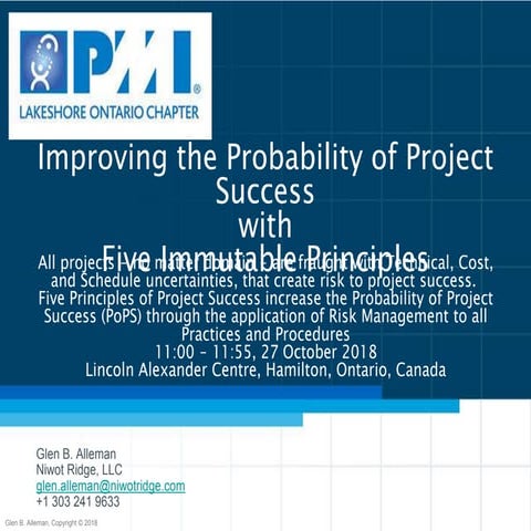 Immutable Principles of Project Management (Toronto PMI)