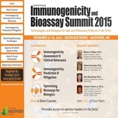 Immunogenicity and Bioassay Summit, Baltimore, MD November 17-19, 2015