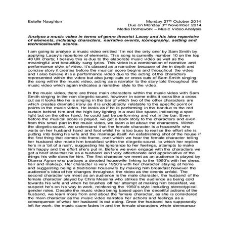 'I'm not the only one' music video analysis