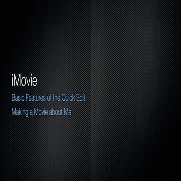 iMovie Basics MHS 2012