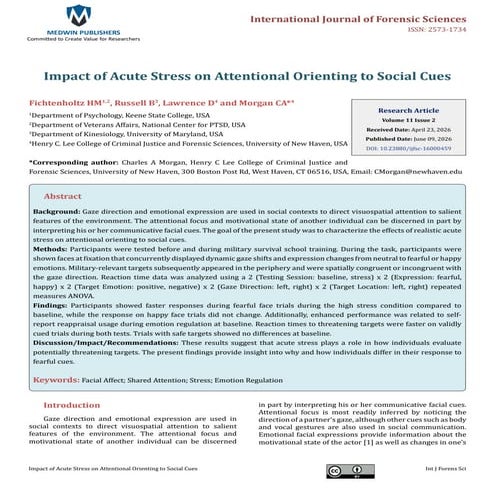 Impact of Acute Stress on Attentional Orienting to Social Cues | PDF