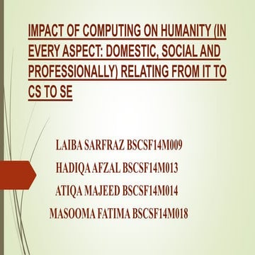 IMPACT OF COMPUTING ON HUMANITY (IN EVERY ASPECT: DOMESTIC, SOCIAL AND PROFES...