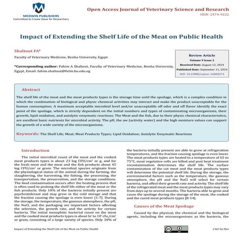Impact of Extending the Shelf Life of the Meat on Public Health