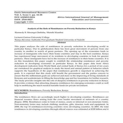 Remittance inflow and economic growth the case of georgia | PDF
