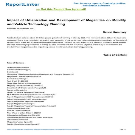 Impact of Urbanization and Development of Megacities on Mobility and Vehicle ...
