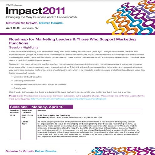 Marketing Track at Impact 2011
