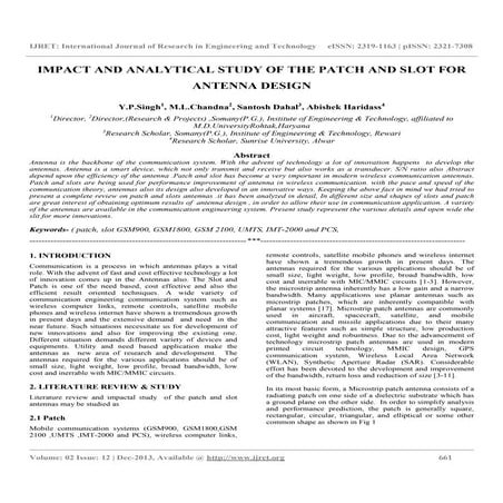 Impact and analytical study of the patch and slot for
