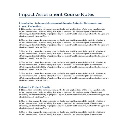 Impact_Assessment Course Notes Mount Kenya