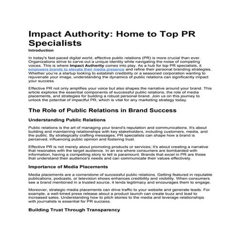 5 Benefits of Public Relations for Fashion Brands US | PDF