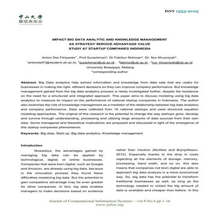 IMPACT BIG DATA ANALYTIC AND KNOWLEDGE MANAGEMENT AS STRATEGY SERVICE ADVANTA...