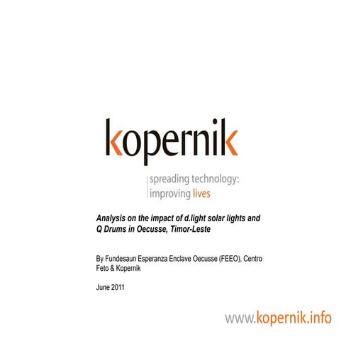 Kopernik project impact analysis (Timor-Leste)