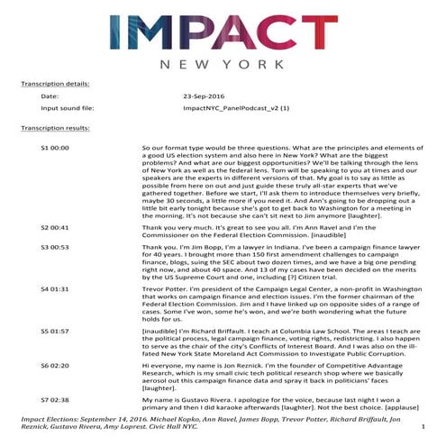 Impact Forum Transcript - Elections