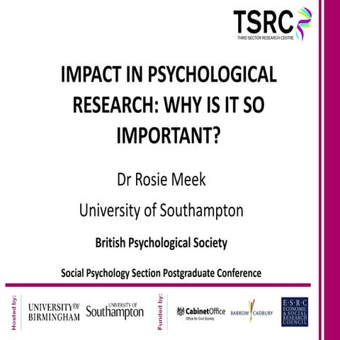 Impact in psychological research Rosie Meek