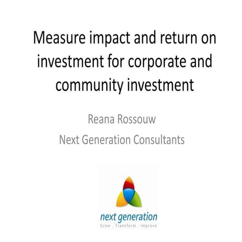 Impact investment index© - overview of process and contextual background