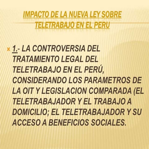 Impacto de la nueva ley sobre teletrabajo en | PPTX