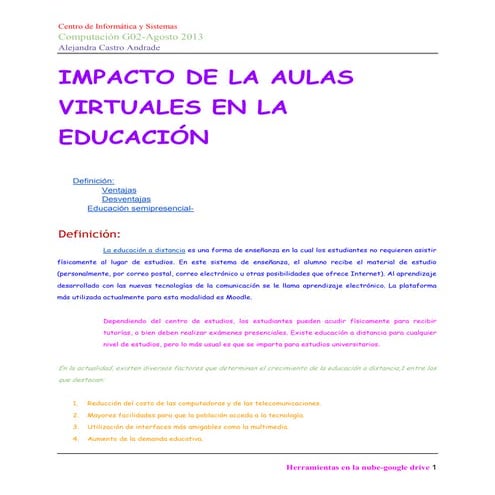 Impacto de las aulas virtuales en la educación