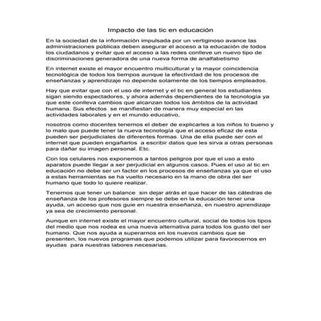 Impacto de las tic en educación