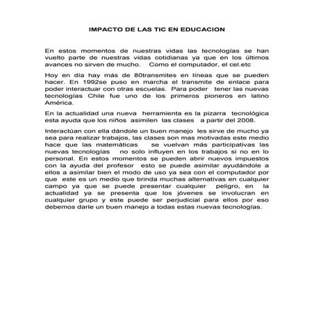 Impacto de las tic en educacion