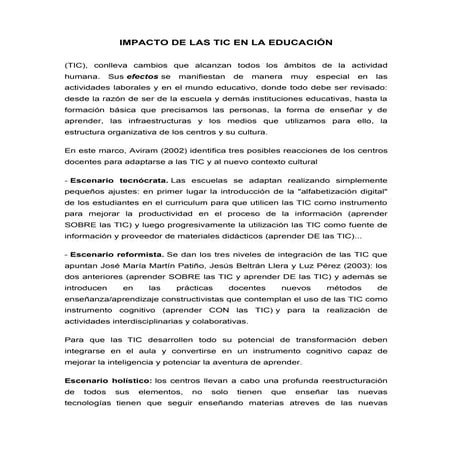 Impacto De Las Tic En La Educacion | PPT