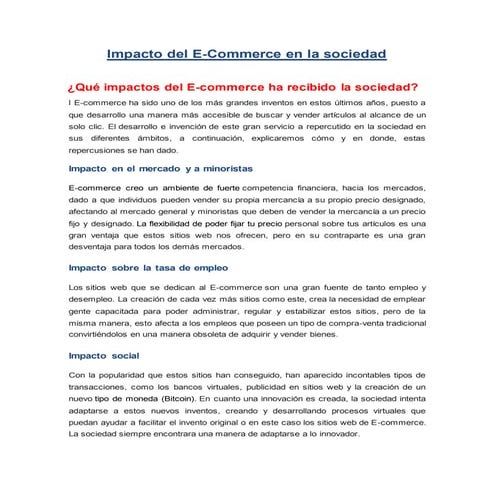 Impacto del E-commerce en la sociedad 