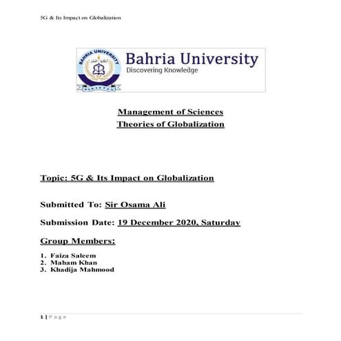 Impact of 5 g on globalization
