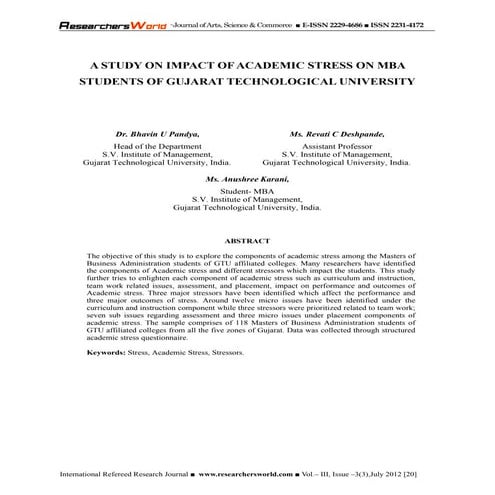 Impact of academic stress on students | PDF