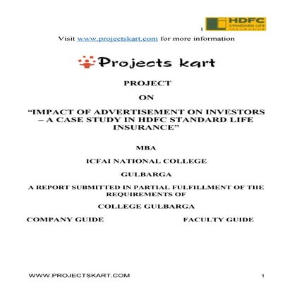 Impact of Advertisements on Investors at HDFC Standard Life Insurance