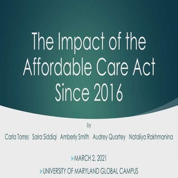 Impact of changes to the Affordable Care Act | PPT