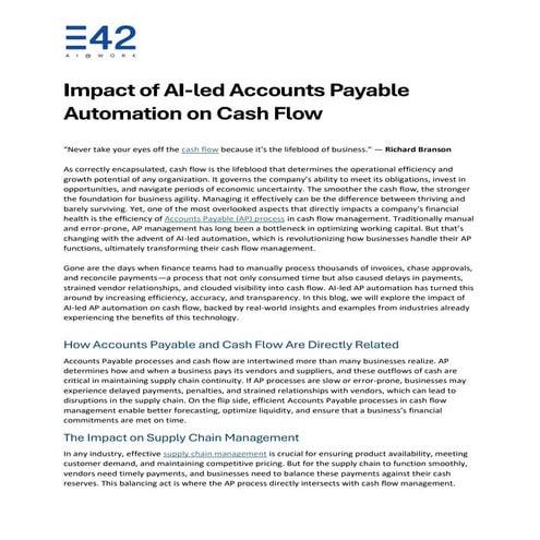 Impact of AI-led Accounts Payable Automation on Cash Flow