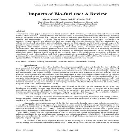 Impact of bio fuel use