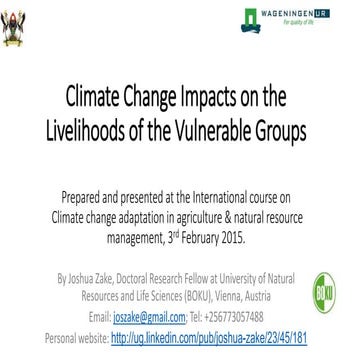 Climate Change Impacts on the Livelihoods of Vulnerable Groups | PDF