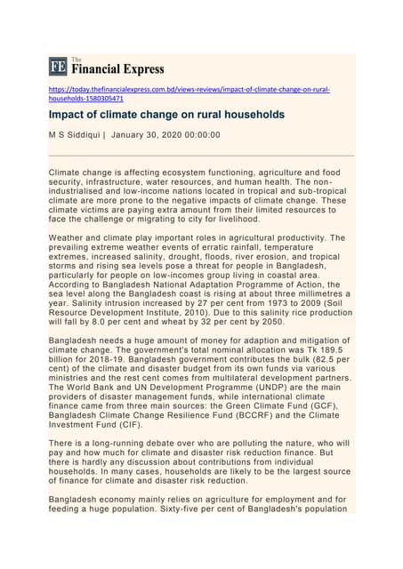 Impact of climate change on rural households