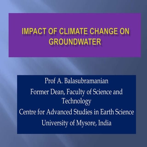 Impact of climate on groundwater
