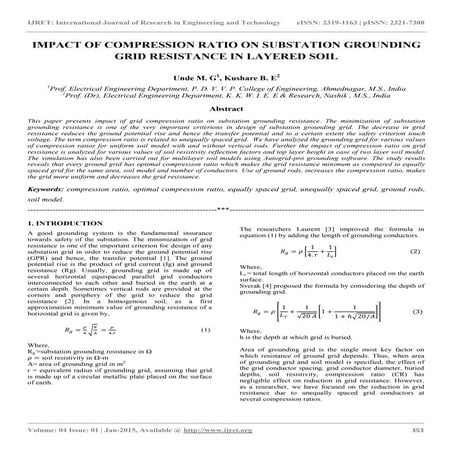 Impact of compression ratio on substation grounding grid resistance in layere...