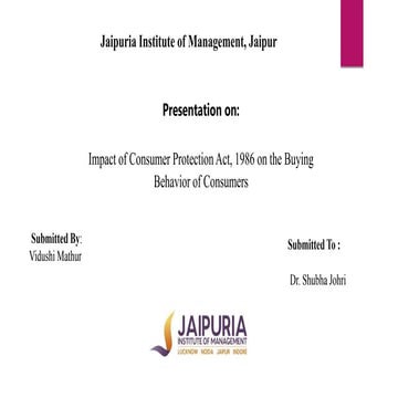Impact of consumer protection act, 1986 on the buying behavior of ...