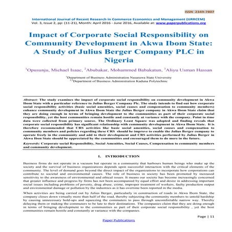 CORPORATE SOCIAL RESPONSIBILITY AND COMMUNITY DEVELOPMENT IN THE NIGER ...