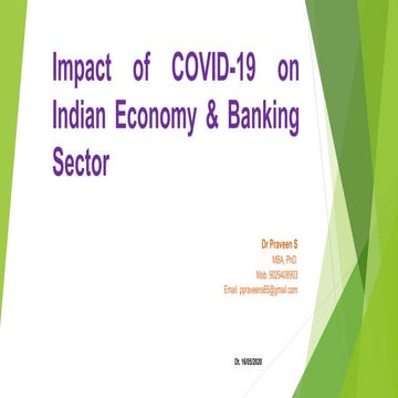 Impact of covid 19 on Indian Economy & Banking Sector | PPTX