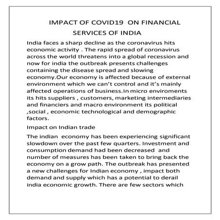 Impact of covid19  on financial service