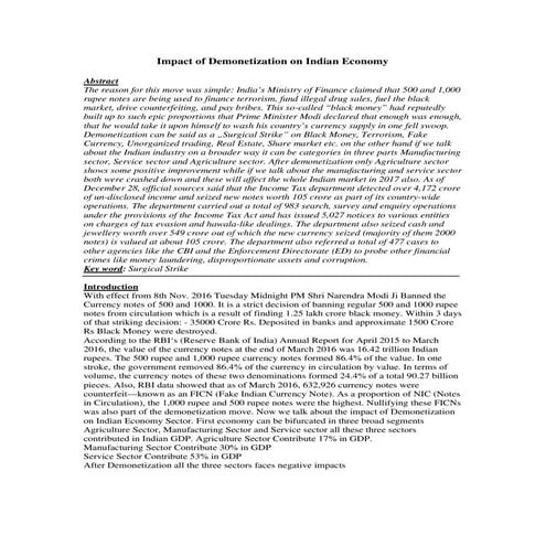 Impact of demonetization on indian economy | PDF