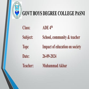 Impact of education on society. BED LECTURE .pdf