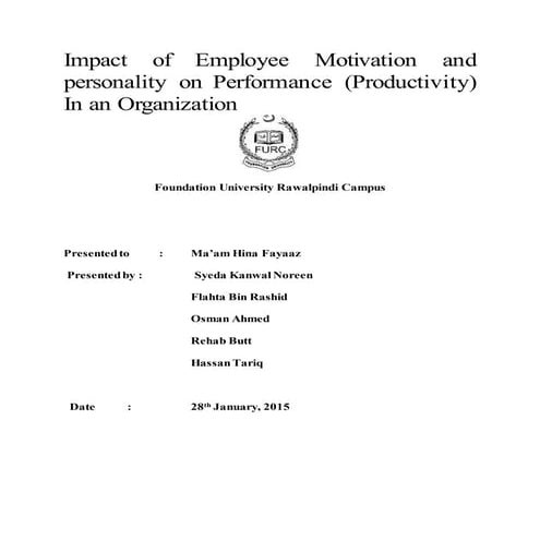Impact of employee motivation and personality on performance | DOCX